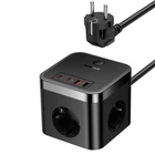 Сетевое зарядное устройство для Baseus PowerCombo Cube Power Strip 3EU / 2USB / 2Type-C 30W 1.5m 30W, Cluster Black