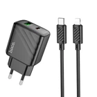 Мережевий зарядний пристрій HOCO CS23A Sunlight dual-port charger Lightning cable 30W Black