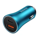 Автомобильное зарядное устройство 60W Baseus Golden Contactor Fast Charger Max Dual USB-A + Type-C быстрая зарядка QC/PD Car Charger (CGJM000103) Blue