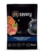 Влажный корм Savory Adult для кошек с лососем и горошком в соусе 85 г