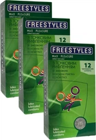 Презервативи Freestyles Max Pleasure 3 упаковки по 12 шт (ROZ6501053595)