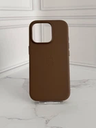 Чехол противоударный кожаный OEM Leather Case with MagSafe для iPhone 16 Pro Max Taupe