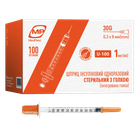 MedPlast 0.3*8 мм 1 мл U-100 Інсуліновий шприц з інтегрованою голкою 30G (упаковка 100 шт)