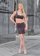 Женский комплект топ юбка летний стаф базовый Staff le dark gray S (337352)