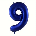 Фольгована кулька Цифра 9, синя оксамитова, 76 см