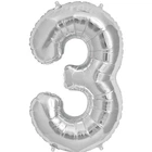 Фольгированный шар мини Цифра 3, серебристый, 35 см