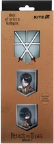 Набір бейджів Kite Attack on Titan на липучці 3 шт (AT25-3012)