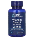 Вітамін Д і К з йодом, Vitamins D and K with Sea-Iodine, Life Extension, 60 капсул