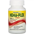 Залізо та поживні речовини, Iron Hema-Plex, Nature's Plus, 60 гелевих капсул