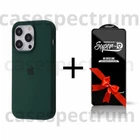 Чехол силиконовый Premium Silicone Case Full Cover для Apple iPhone 16 Pro Max army green + Подарок защитное стекло ESD Mietubl для Apple iPhone