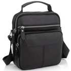 Мужская черная сумка-барсетка Tiding Bag 18x22x8см, мессендежр из натуральной кожи, черный (M2237A)