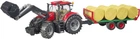 Игрушечный набор Bruder Трактор Case IH Optum 300CVX с передним погрузчиком и прицепом с тюками (03198)