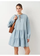 Платье джинсовое H&M S Голубой 0931435_завязки