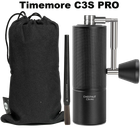 Ручна кавомолка Timemore Chestnut C3S Pro Black (C3S PRO Black) портативний млин для кави з регулюванням помелу з нержавіючої сталі