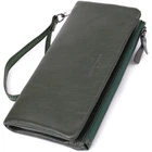 Удобный кошелек для женщин с кистевым ремнем из натуральной кожи ST Leather Wallet 23104 Зеленый