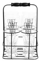 Pokale do piwa Homla Beer Set Raya z metalowym stojakiem 400 ml 4 szt (5904183894775)