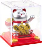 Figurka Lean Toys Chiński kot szczęścia w gablocie srebrny 9.5 cm (24554) (5905991056812)