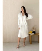 Жіночий в'язаний кардиган на завязках ARTKNIT L-XL Молочний (ak28998)