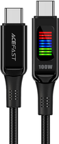 Kabel Acefast C7-03 Type-C to Type-C 5A, 100W, 1.2 m, nylon, zinc connectors, LED, Black (6974316282778)