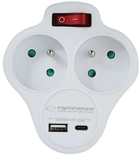 Rozgałęźnik sieciowy Esperanza ELK311W 2 gniazda USB-A, Type-C White