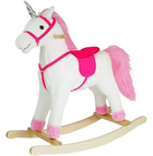 Jednorożec na biegunach LEAN Toys rusza pyskiem ogonem 74 cm Biały 2252 (5902808151722)