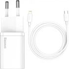 Зарядний пристрій Baseus Super Si Quick Charger 1C 20W With Simple Wisdom Data Cable Type-C to Lightning 1m White (TZCCSUP-B02)