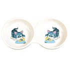 Миска с 2 секциями керамическая для кошек с рисунком котят Trixie 2х150 мл (4011905040141)