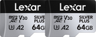 Набір карт пам'яті Lexar Professional microSDXC SILVER Plus 64GB UHS-I A2 V30 U3 4K 2 шт. (LMSSIPL064G-B2ANG)