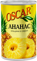 Ананас кольцами в сиропе Oscar 580 мл (4820072980033)