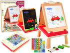 Stolik - tablica dwustronna do rysowania LEAN Toys 3w1, Różowy, kreda, pisaki i gra (5905515356350)