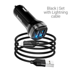АЗУ HOCO Z49 Level dual port car charger set + Lightning black
