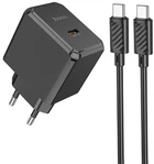 Мережевий зарядний пристрій Hoco CS13A Ocean single port PD20W charger set Type-C to Type-C Black (6942007603843)