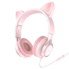 Наушники проводные Hoco W36 Cat ear накладные детские с микрофоном Pink