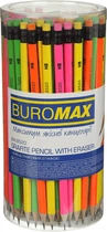 Набор графитовых карандашей Buromax Neon НВ с ластиком 100 шт (BM.8520)