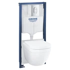 Комплект инсталляции GROHE Rapid SL кнопка хром безободковый унитаз GROHE с крышкой микролифт дюропласт 36501000