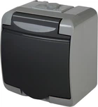 Розетка одинарна IP54 з з/к ETI RHE-1s-SRG Сіро-графітова з кришкою 4668106 (зовнішня)