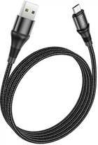 Кабель Hoco X50 USB to Micro 2.4A, nylon, aluminum connectors 1 м Black (6931474734211)