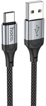 Кабель Hoco X102 USB to Type-C 3A, nylon, aluminum connectors 1.2 м Black (6942007608770)