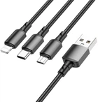 Кабель Borofone BX72 3-in-1 charging cable iP + Type-C + Micro Black (6974443384666)
