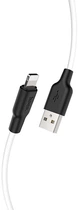 Кабель Hoco X21 Plus USB to iP 2.4A, silicone, silicone connectors 2 м Black-White (6931474713780)