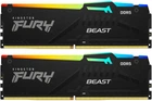 Оперативна памʼять Kingston Fury DDR5-5600 131072MB PC5-44800 (Kit of 2x65536) Beast RGB Black (KF556C40BBAK2-128)
