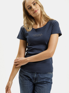 Футболка бавовняна жіноча Cross Jeans 55577-001 L Темно-синя (8699438979969)