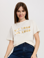 T-shirt damski bawełniany Cross Jeans 56155-028 L Ecru (8697319731187)