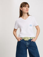 T-shirt damski bawełniany w serek Cross Jeans 56166-008 XL Biały (8697319731941)