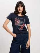 T-shirt damski bawełniany z nadrukiem Cross Jeans 56170-001 XL Granatowy (8697319732092)
