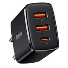 Мережевий зарядний пристрій Baseus Compact PD30W / 3A 2USB+Type-C зі швидкою зарядкою для Apple / Xiaomi Black