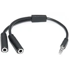Аудіо-кабель REAL-EL Audio Pro 3.5 мм - 2х3.5 мм (M/F), 0.2 м, чорний (EL123500039)