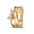 Каблучка Pandora Іскристий бант з покриттям 14k золотом 163511C01 48