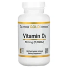 Вітамін D3, 50 мг (2000 МО) California Gold Nutrition, 360 капсул