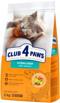 Полнорационный сухой корм для взрослых стерилизованных кошек Club 4 Paws Премиум с лососем